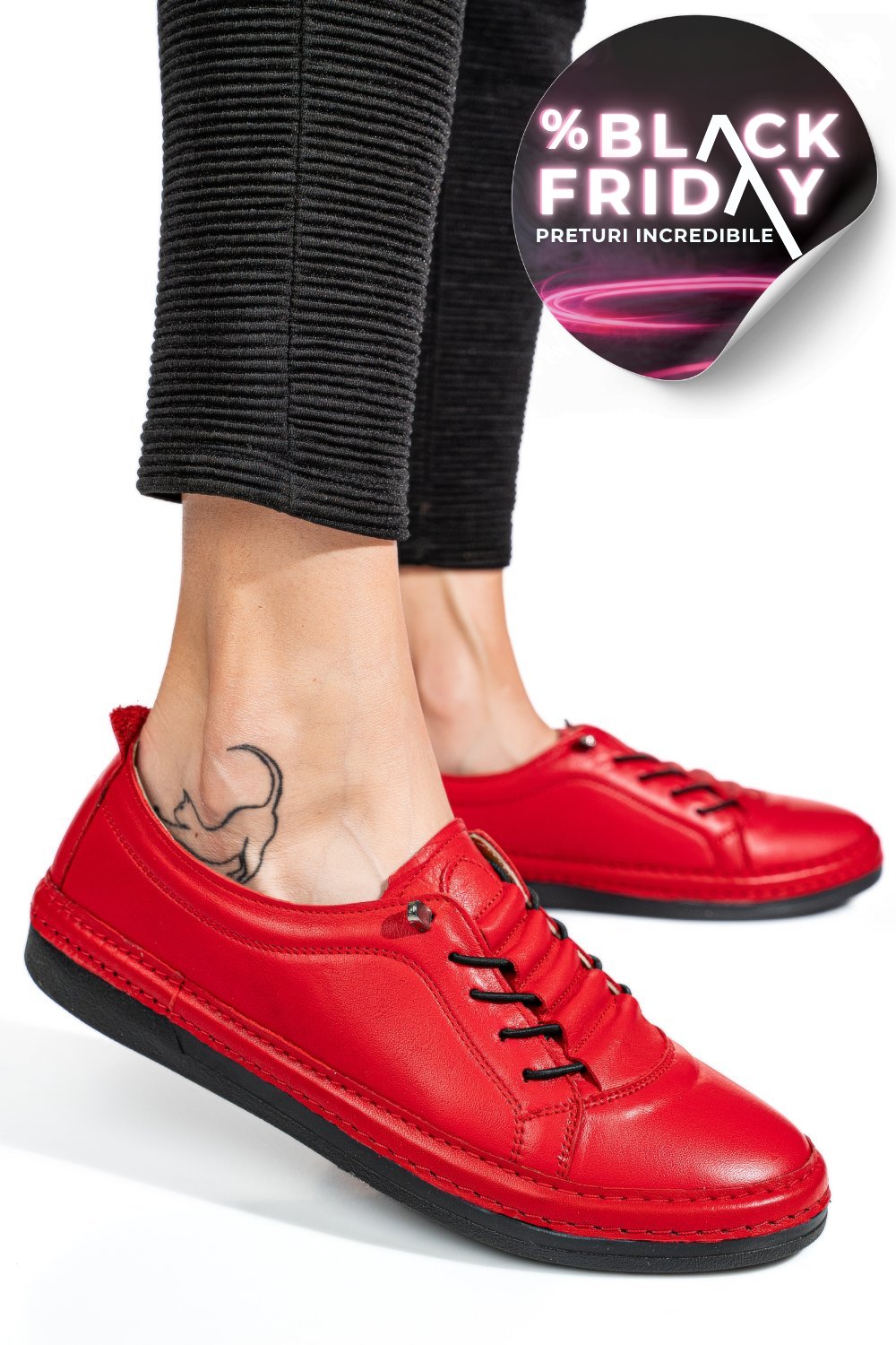 PANTOFI SPORT ROSII PIELE NATURALA 5PC00