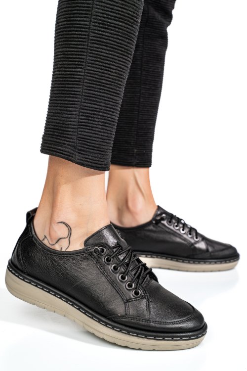 Pantofi sport negri piele naturala 1pc342