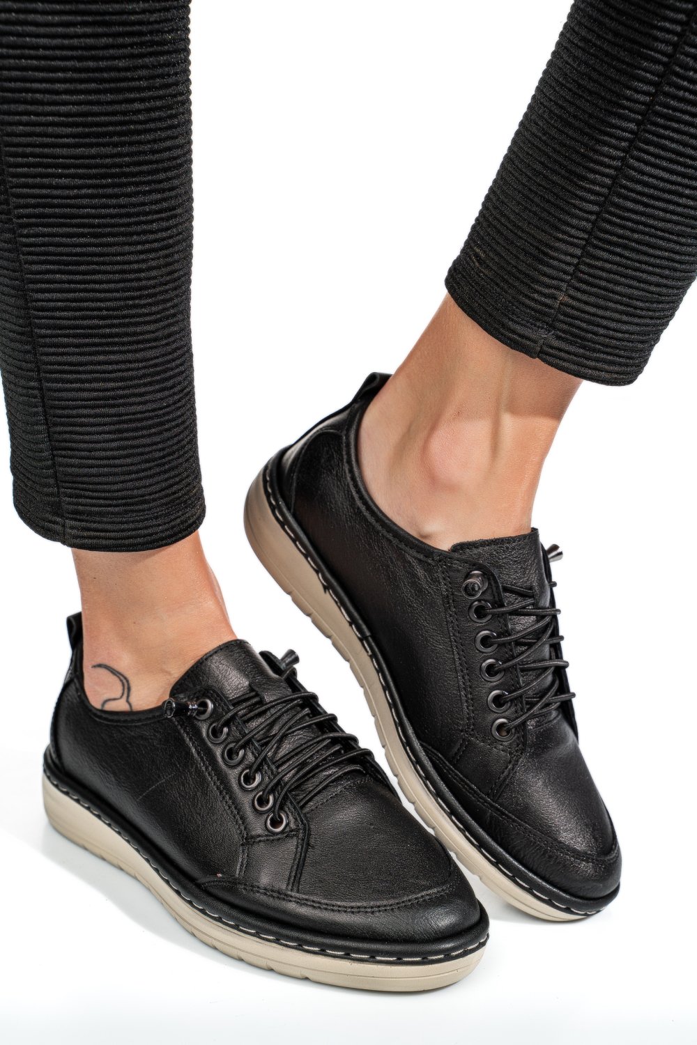 PANTOFI SPORT NEGRI PIELE NATURALA 1PC342