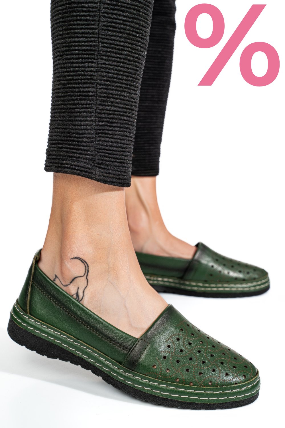 ESPADRILE VERZI PIELE NATURALA 9PC0