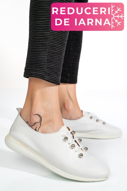 Pantofi sport albi piele naturala 8pc6223