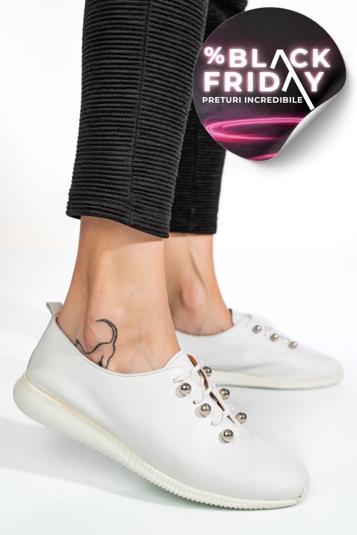 Pantofi sport albi piele naturala 8pc6223