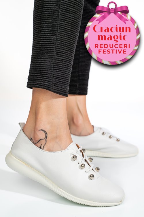 Pantofi sport albi piele naturala 8pc6223