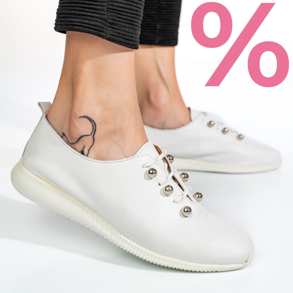 PANTOFI SPORT ALBI PIELE NATURALA 8PC6223