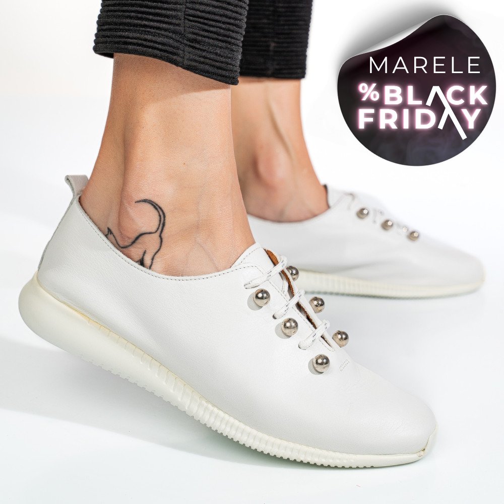 PANTOFI SPORT ALBI PIELE NATURALA 8PC6223