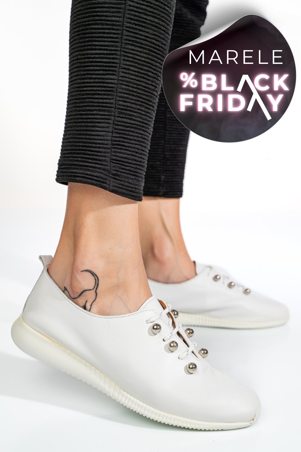 PANTOFI SPORT ALBI PIELE NATURALA 8PC6223