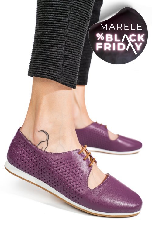 Pantofi mov piele naturala 3pc00