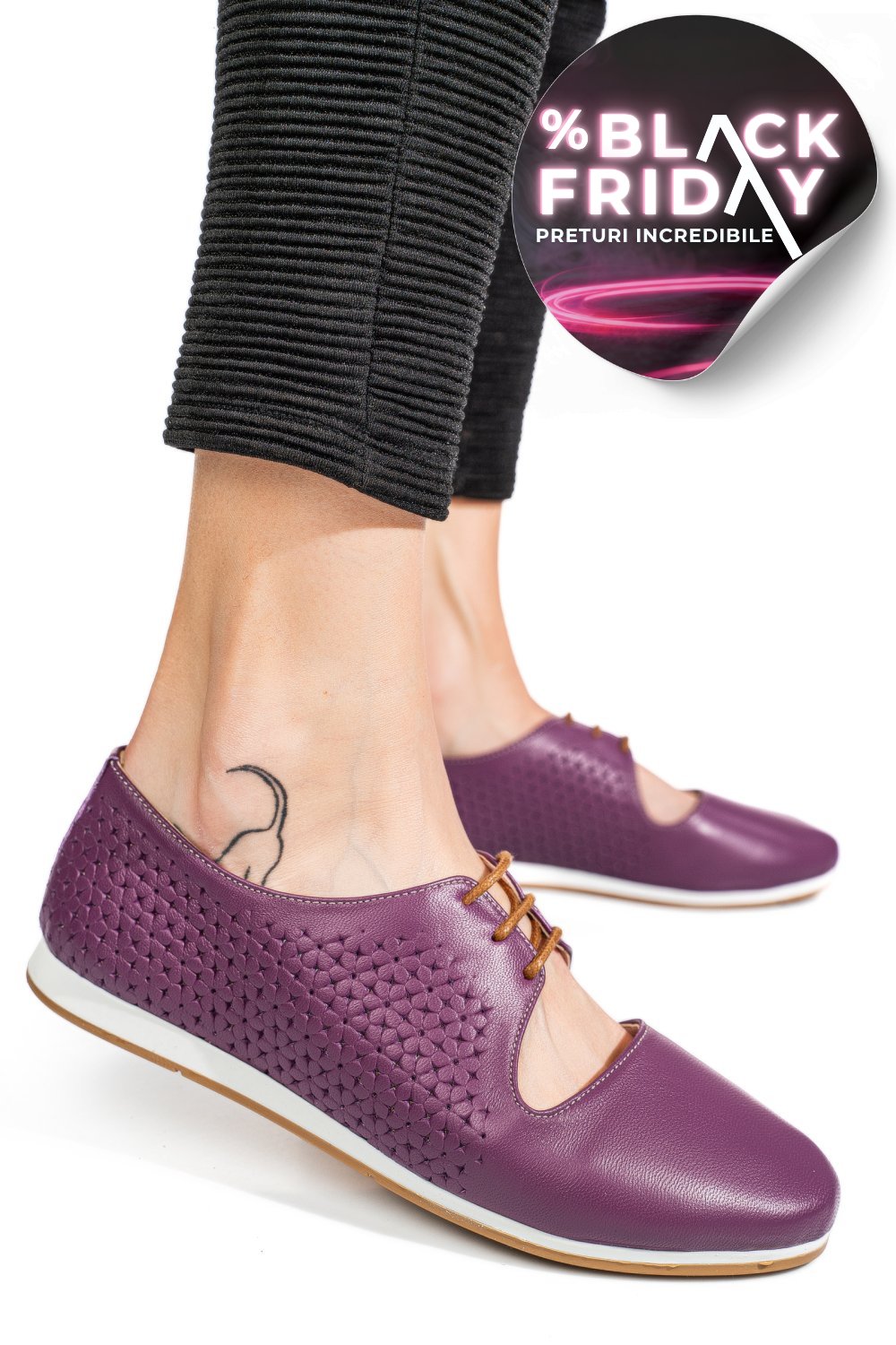 PANTOFI MOV PIELE NATURALA 3PC00