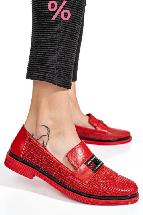 Pantofi rosii piele naturala 1pc121