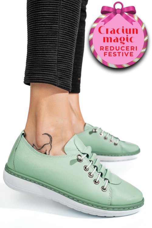 Pantofi sport olive piele naturala 1pc17