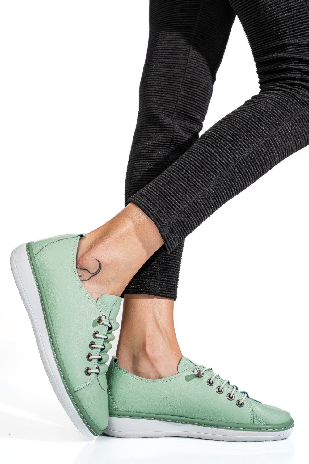 PANTOFI SPORT OLIVE PIELE NATURALA 1PC17