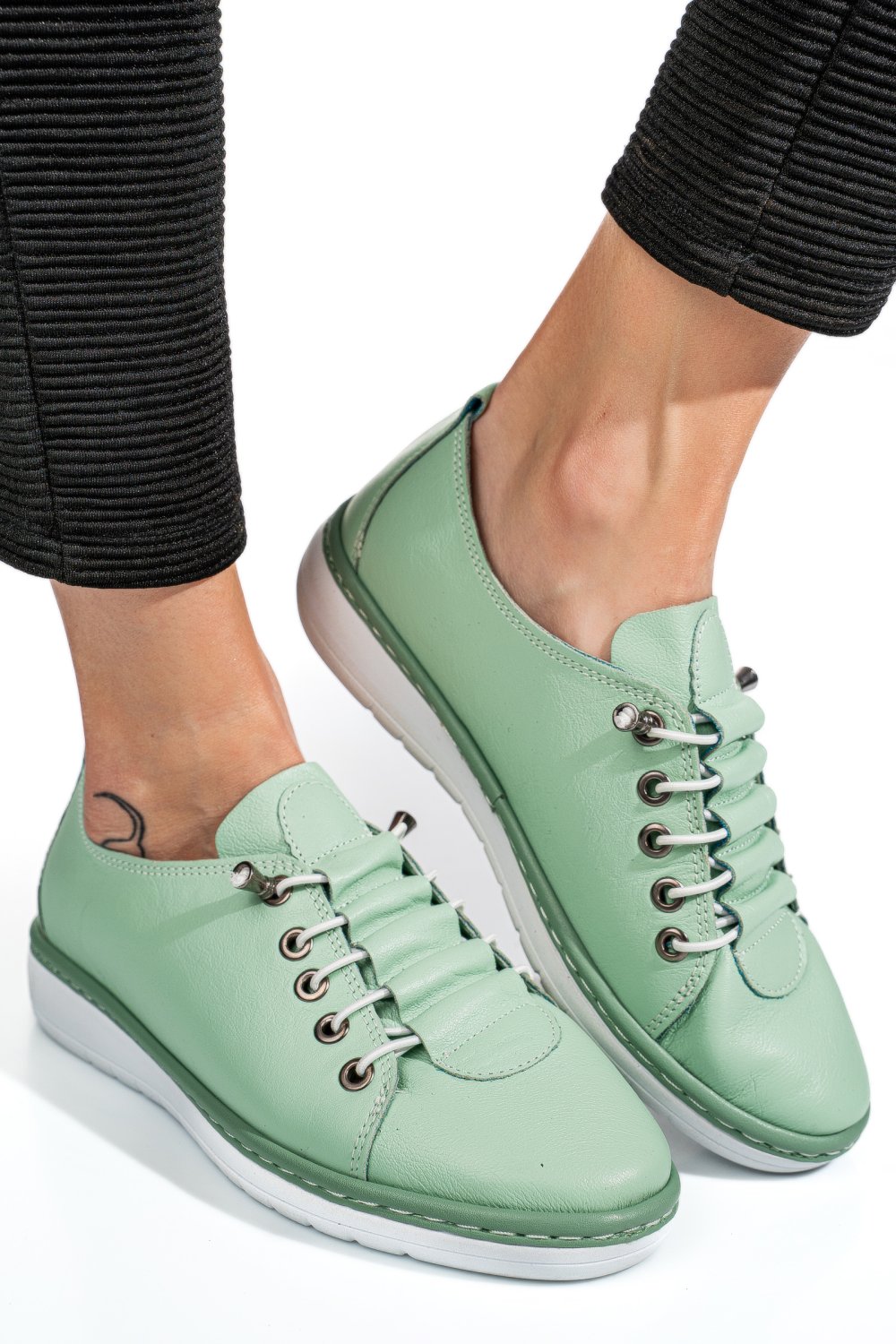 PANTOFI SPORT OLIVE PIELE NATURALA 1PC17