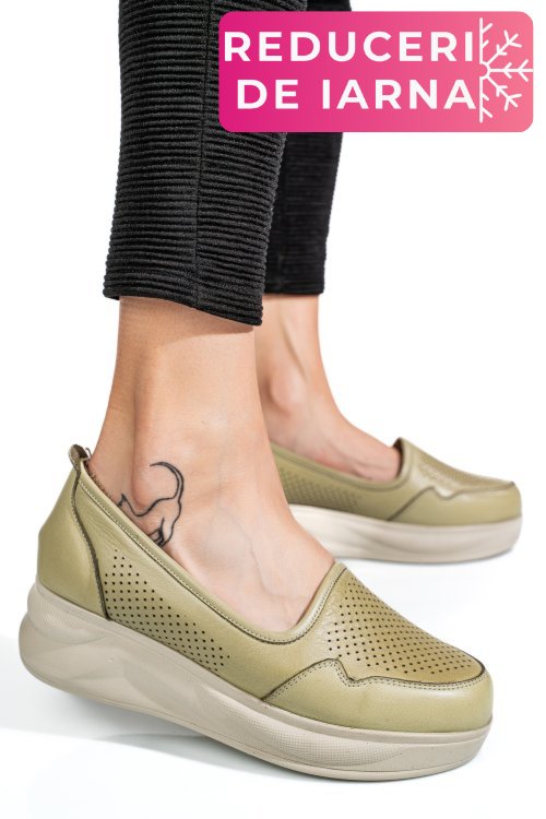 Pantofi olive piele naturala 2pc007