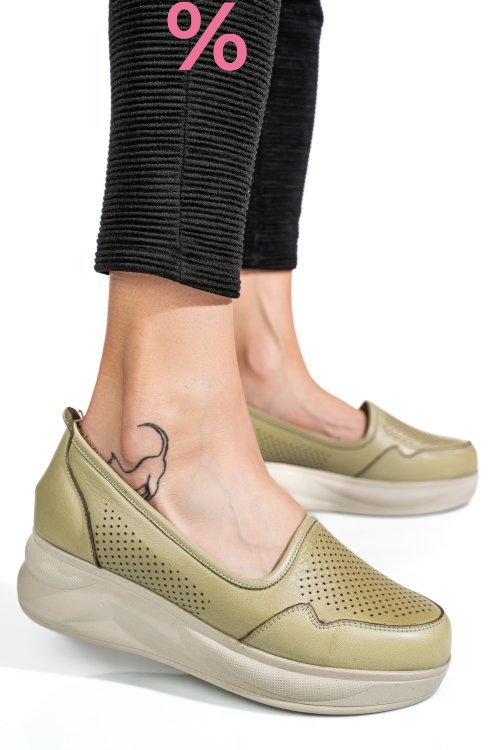 Pantofi olive piele naturala 2pc007