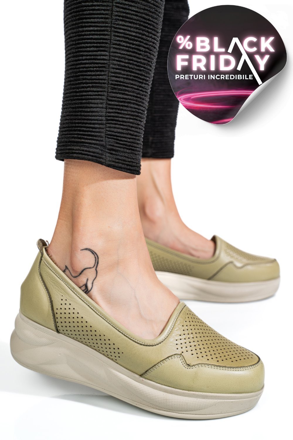 PANTOFI OLIVE PIELE NATURALA 2PC007