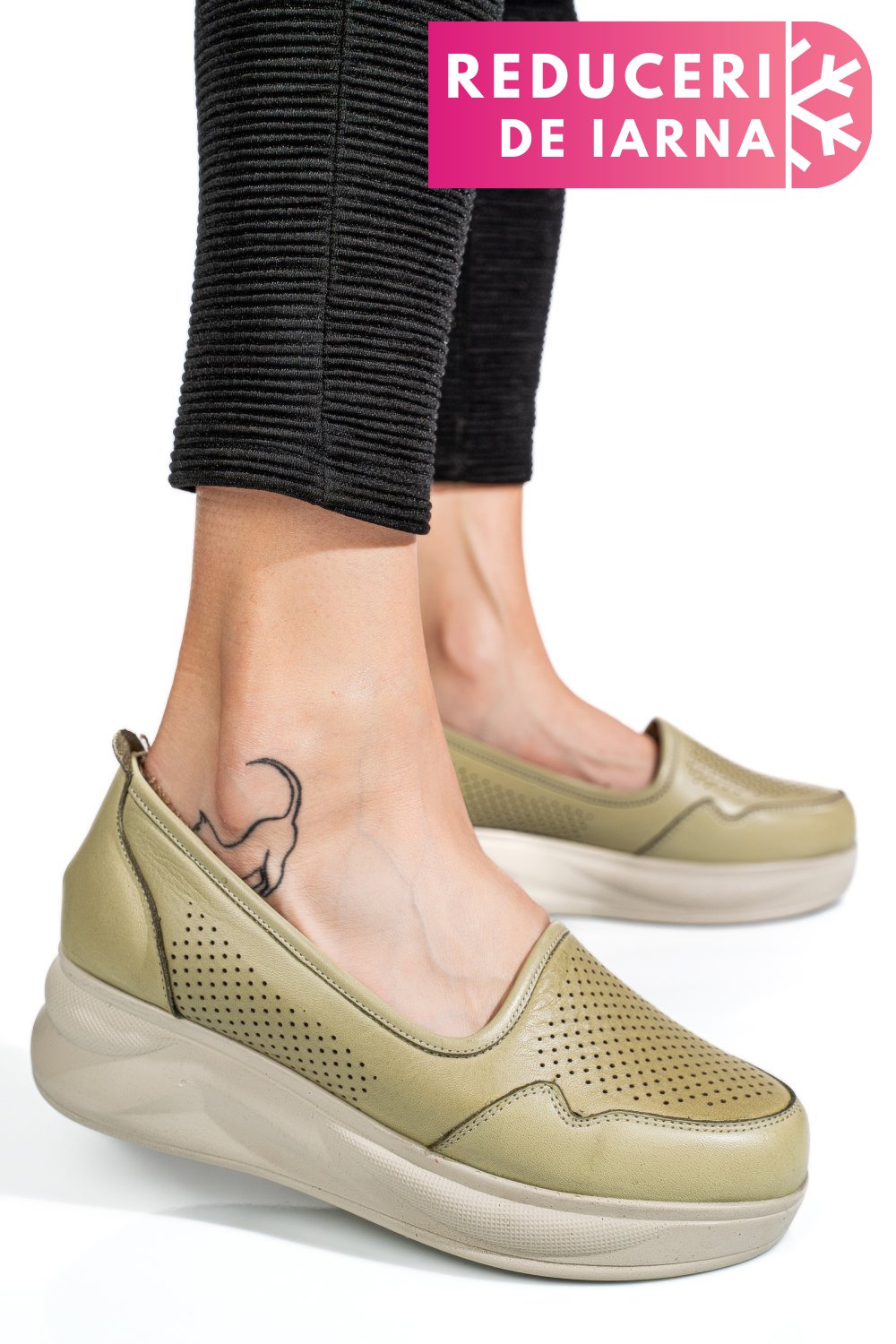 PANTOFI OLIVE PIELE NATURALA 2PC007