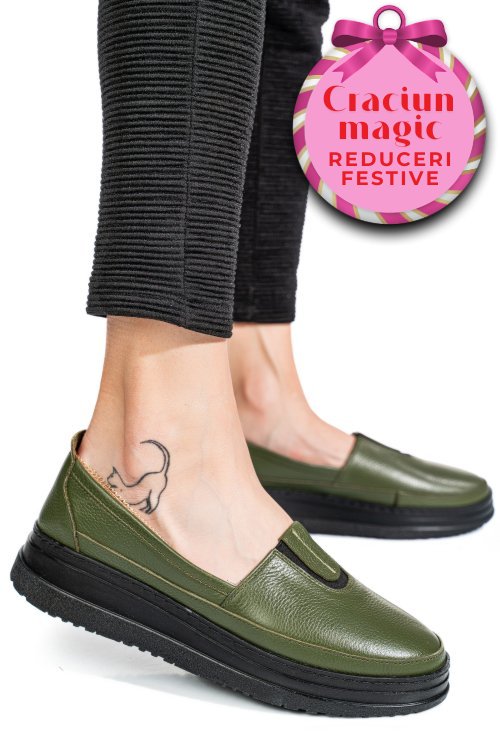 Mocasini verzi piele naturala 1pc987