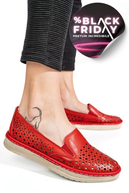 Espadrile rosii piele naturala 1pc03