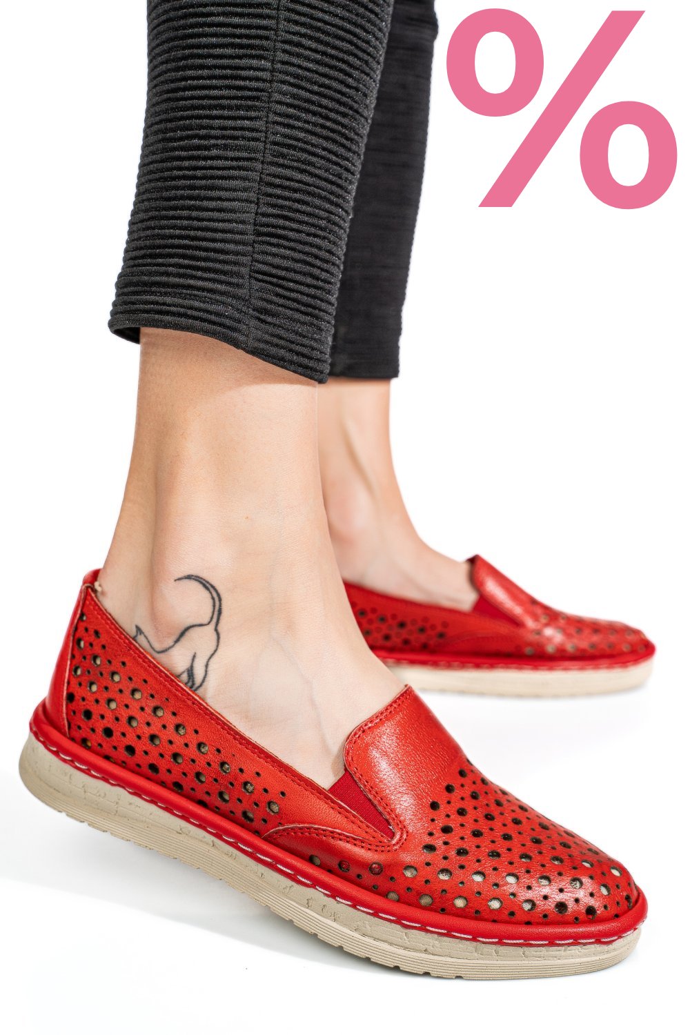 ESPADRILE ROSII PIELE NATURALA 1PC03