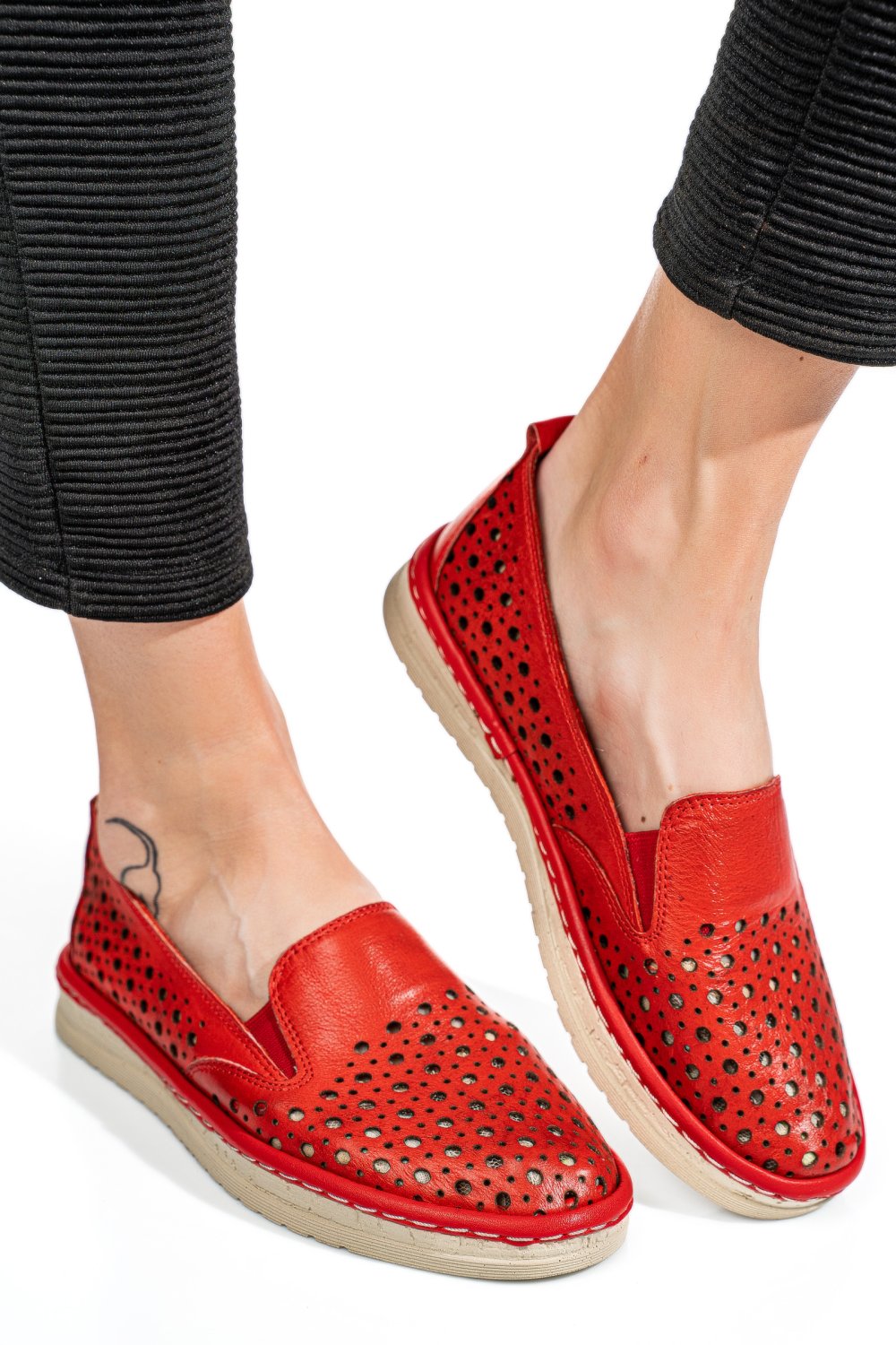 ESPADRILE ROSII PIELE NATURALA 1PC03