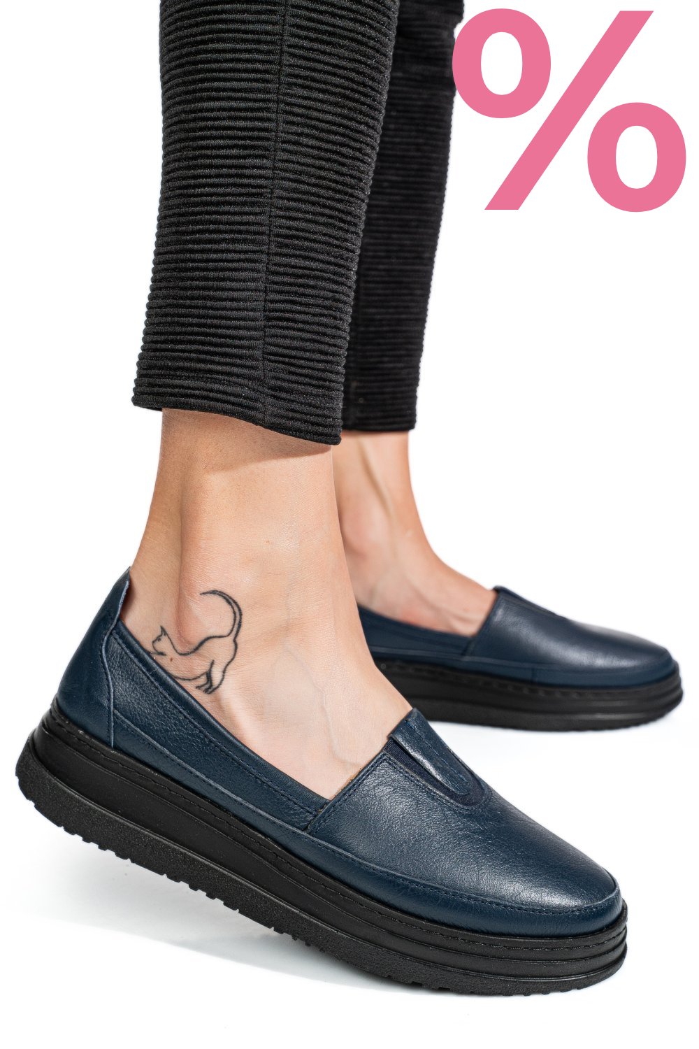MOCASINI ALBASTRI PIELE NATURALA 1PC967