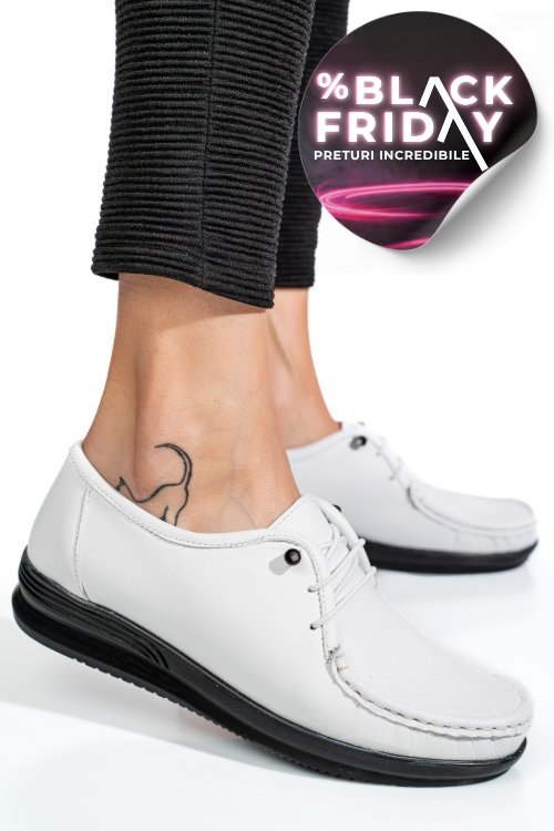 Mocasini albi piele naturala 3pc03