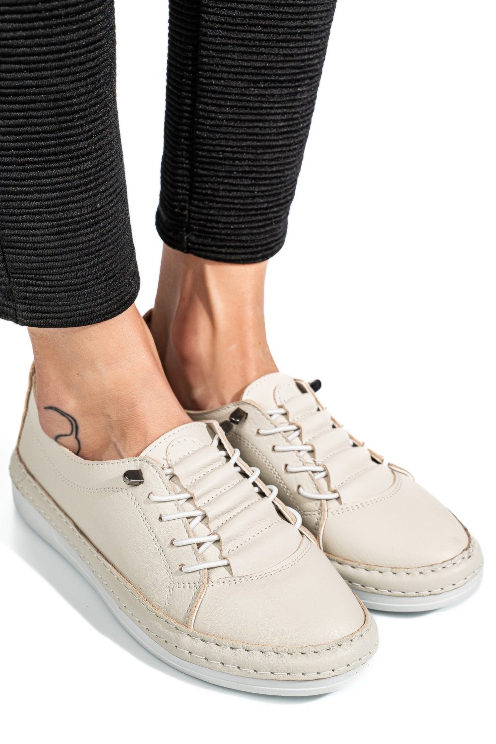 PANTOFI SPORT BEJ PIELE NATURALA 5PC00