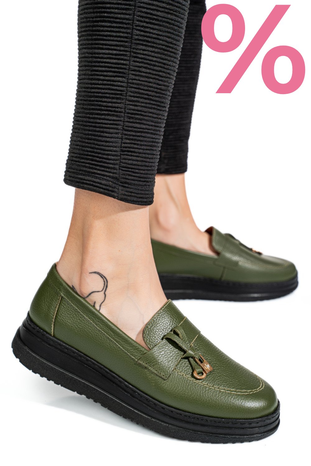 MOCASINI VERZI PIELE NATURALA 1PC982