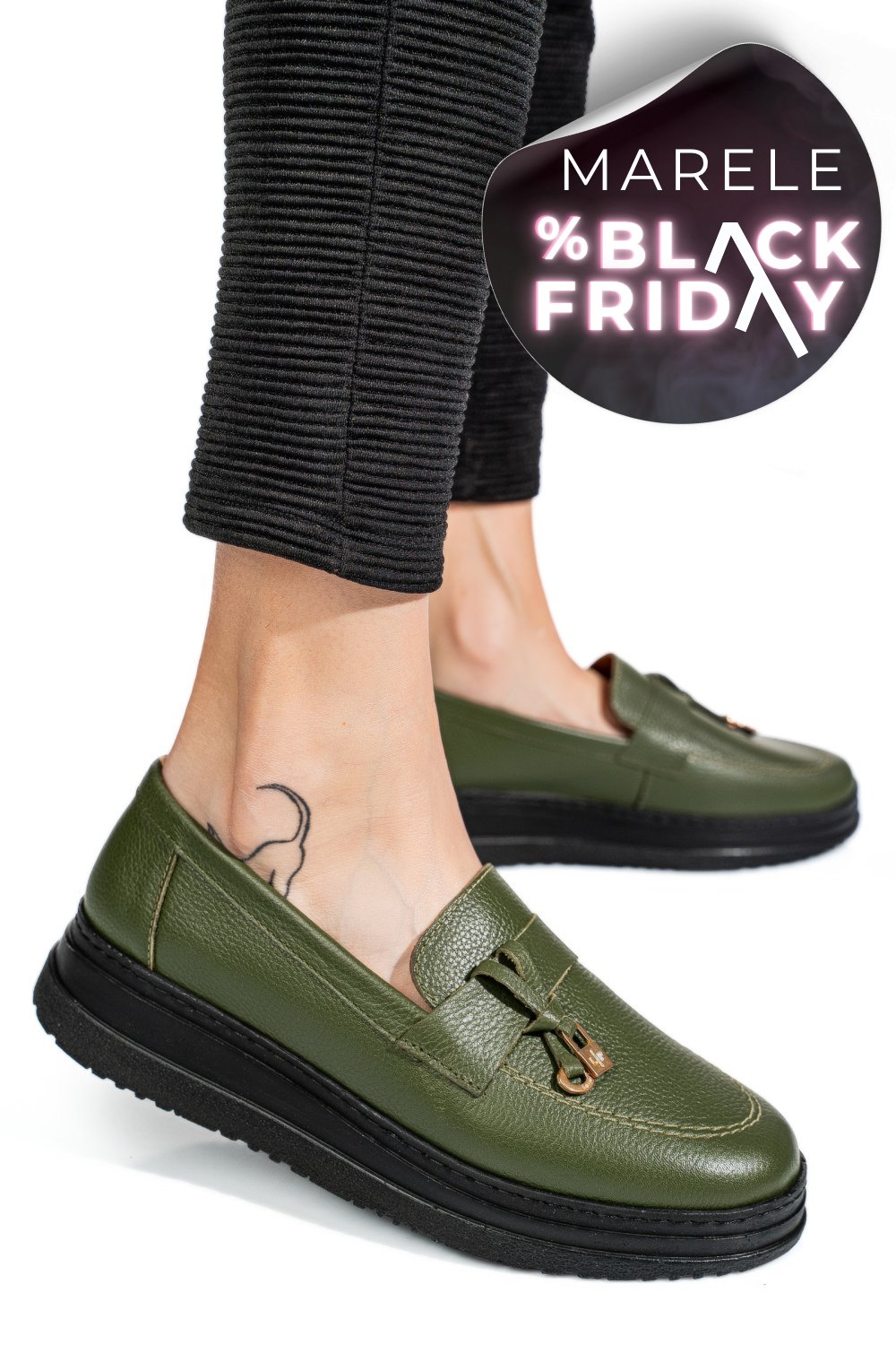 MOCASINI VERZI PIELE NATURALA 1PC982