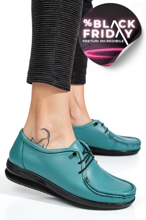 Mocasini turcoaz piele naturala 3pc03