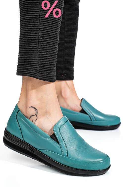 Mocasini turcoaz piele naturala apcrt11