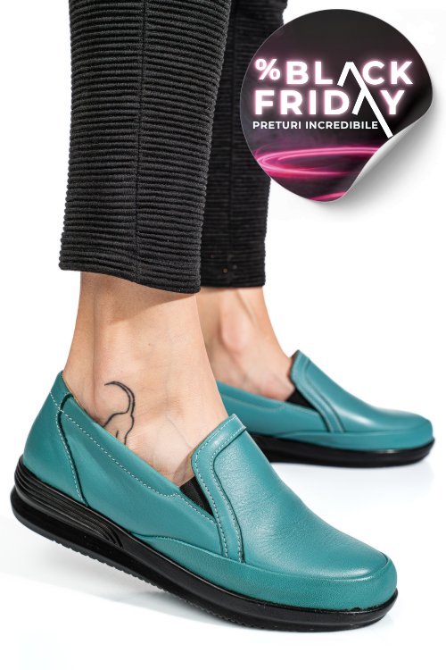 Mocasini turcoaz piele naturala apcrt11