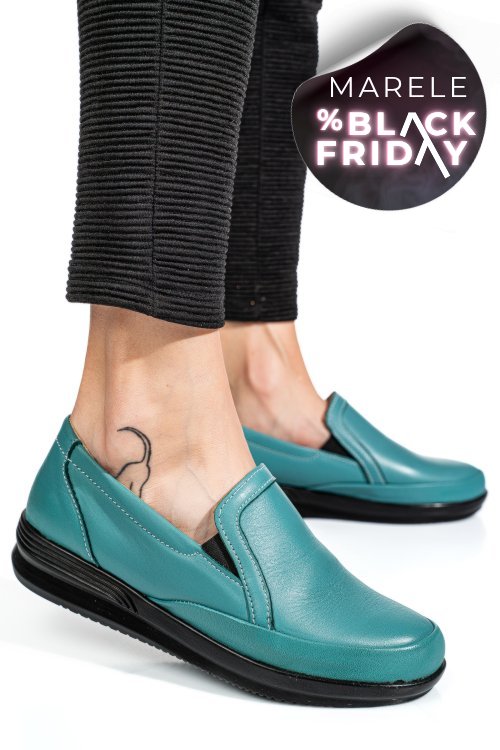 Mocasini turcoaz piele naturala apcrt11