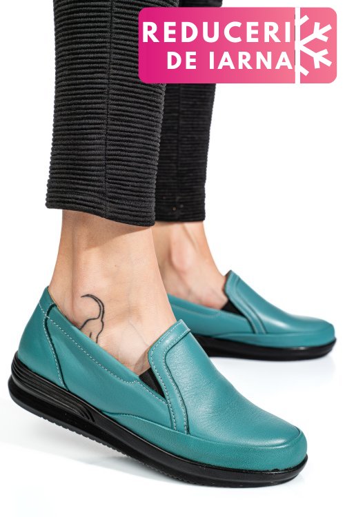 Mocasini turcoaz piele naturala apcrt11