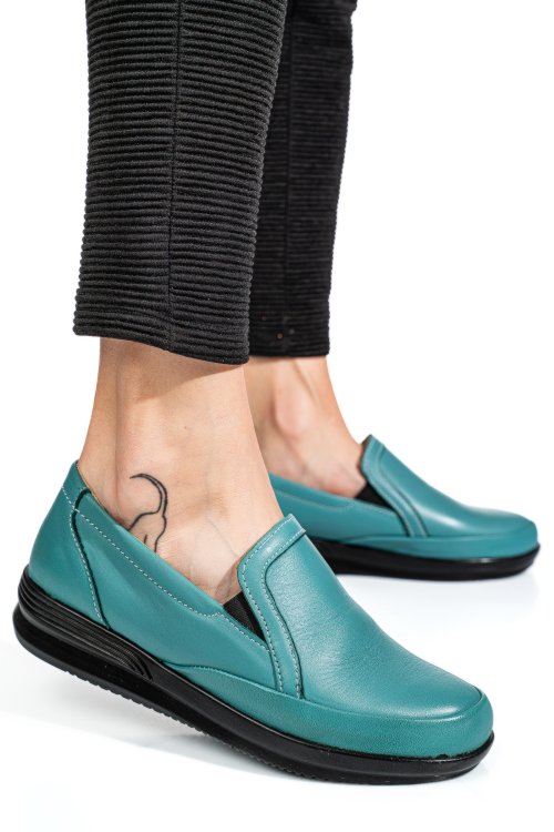 Mocasini turcoaz piele naturala apcrt11