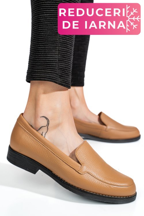 Mocasini maro deschis piele naturala 1pc110