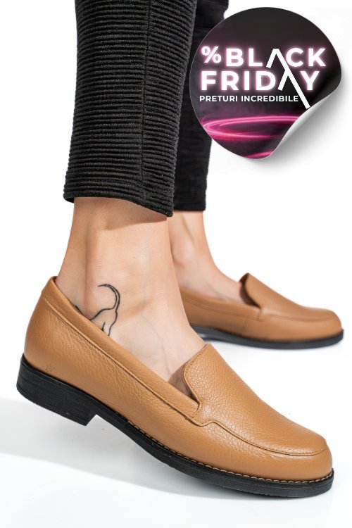 Mocasini maro deschis piele naturala 1pc110