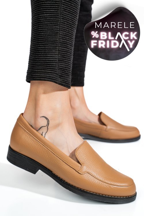 Mocasini maro deschis piele naturala 1pc110