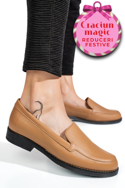 Mocasini maro deschis piele naturala 1pc110