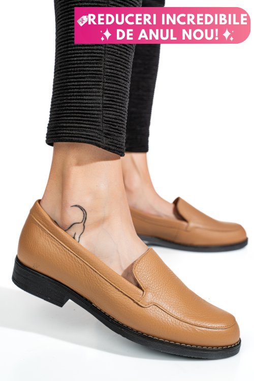 Mocasini maro deschis piele naturala 1pc110
