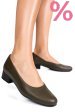 Pantofi dama piele naturala khaki toc mic 2s77040