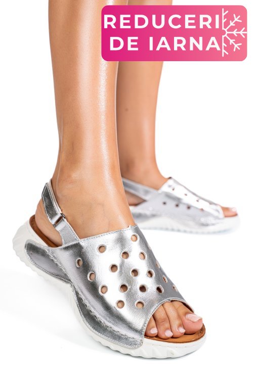Sandale argintii piele naturala 1pc512