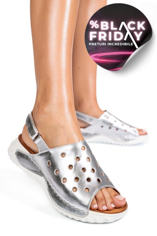 Sandale argintii piele naturala 1pc512