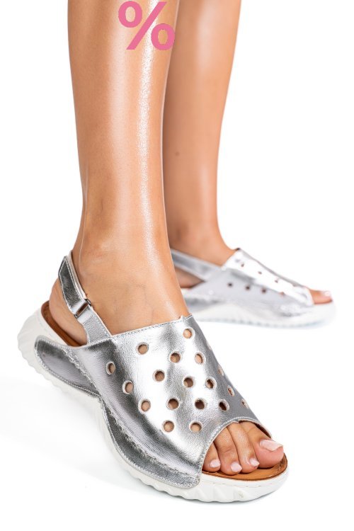 Sandale argintii piele naturala 1pc512