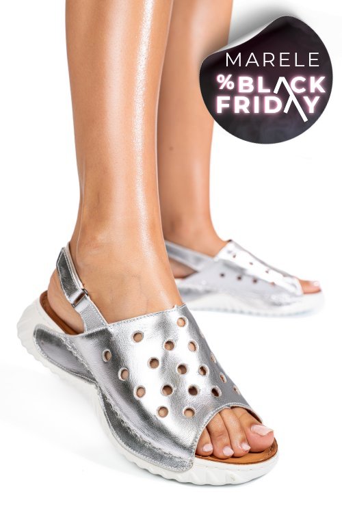 Sandale argintii piele naturala 1pc512