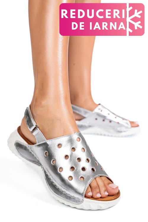 Sandale argintii piele naturala 1pc512