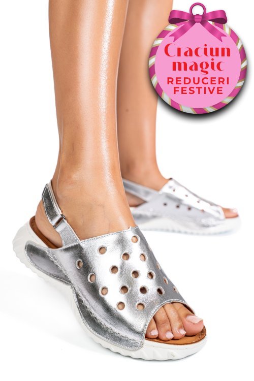 Sandale argintii piele naturala 1pc512