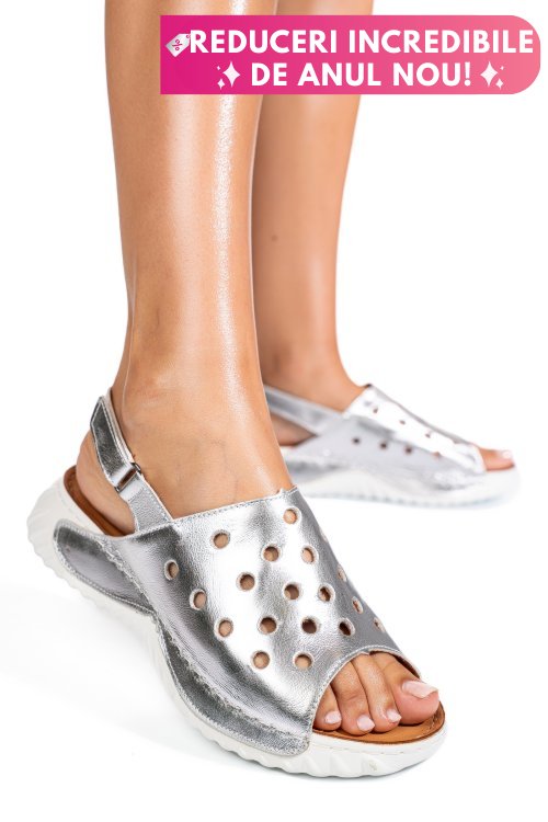 Sandale argintii piele naturala 1pc512