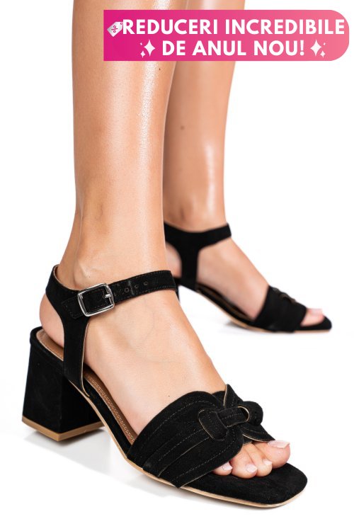 Sandale negre piele naturala intoarsa es77m8659