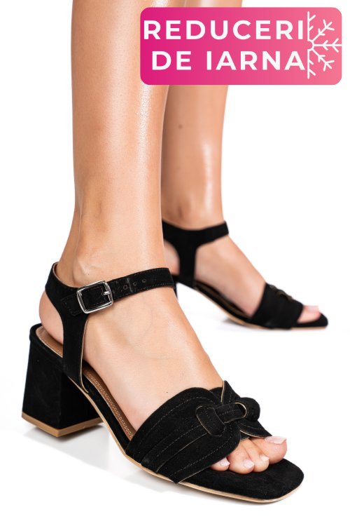 Sandale negre piele naturala intoarsa es77m8659